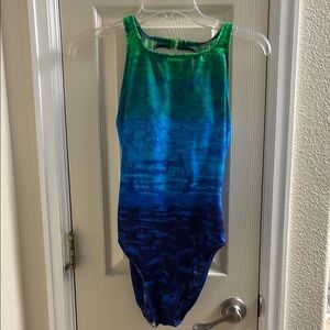 Vibrant Gradient One-Piece Swimsuit with sarong